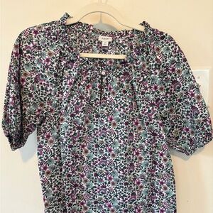 J. Crew Floral Blouse - Pink, Green, Black